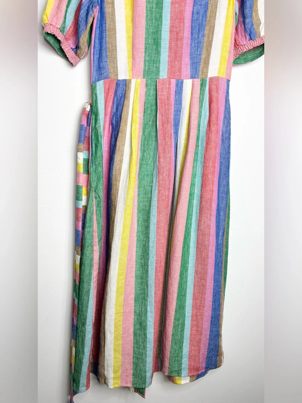 Boden Alexa Stripe Linen Maxi Shirt Dress Pink Multi Size 6R - Picture 13 of 16